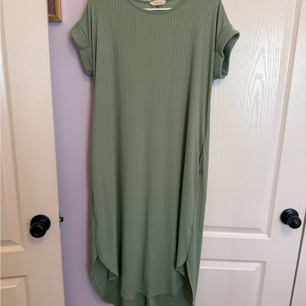 Sage Green High Low Dress midi length